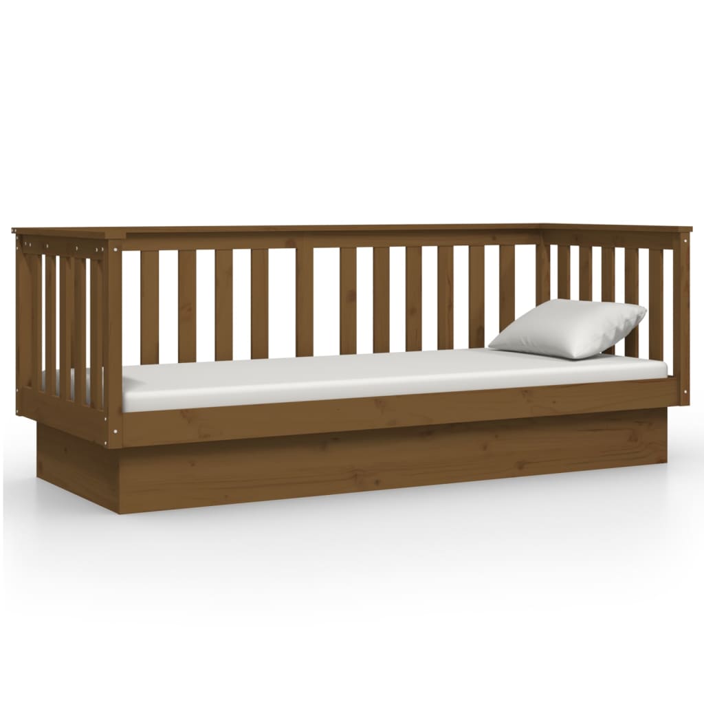 daybed 75x190 cm massivt fyrretræ gyldenbrun