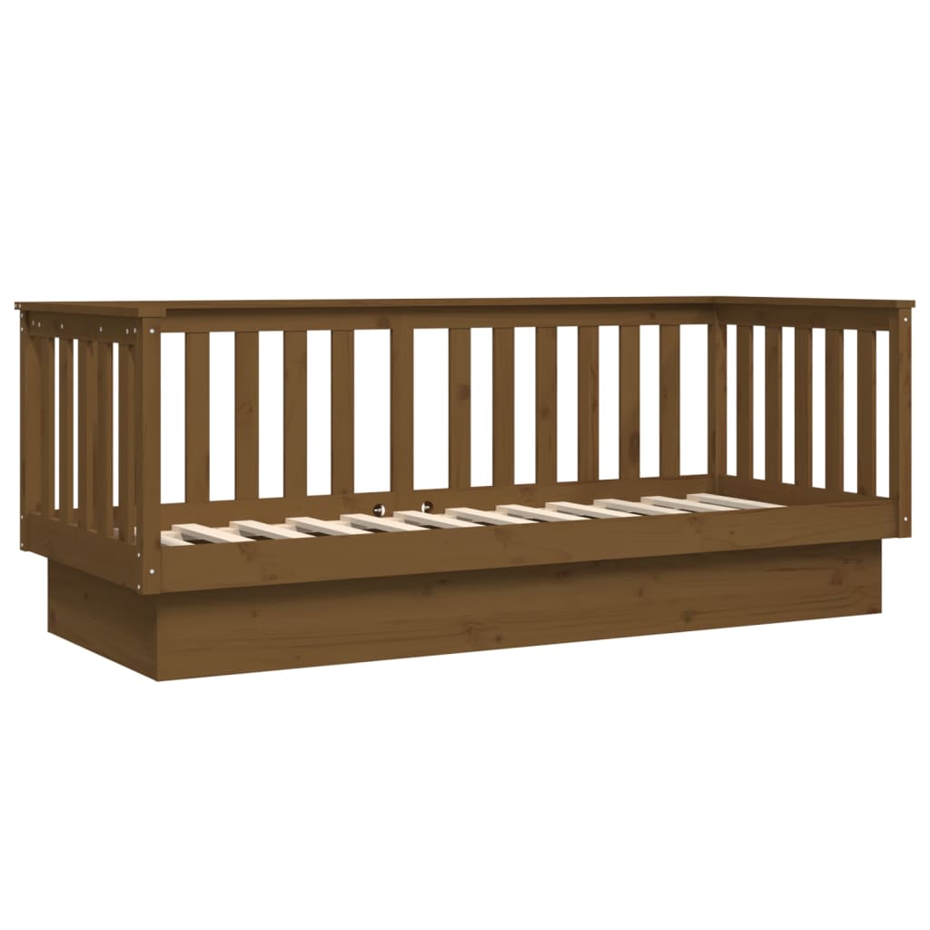 daybed 75x190 cm massivt fyrretræ gyldenbrun