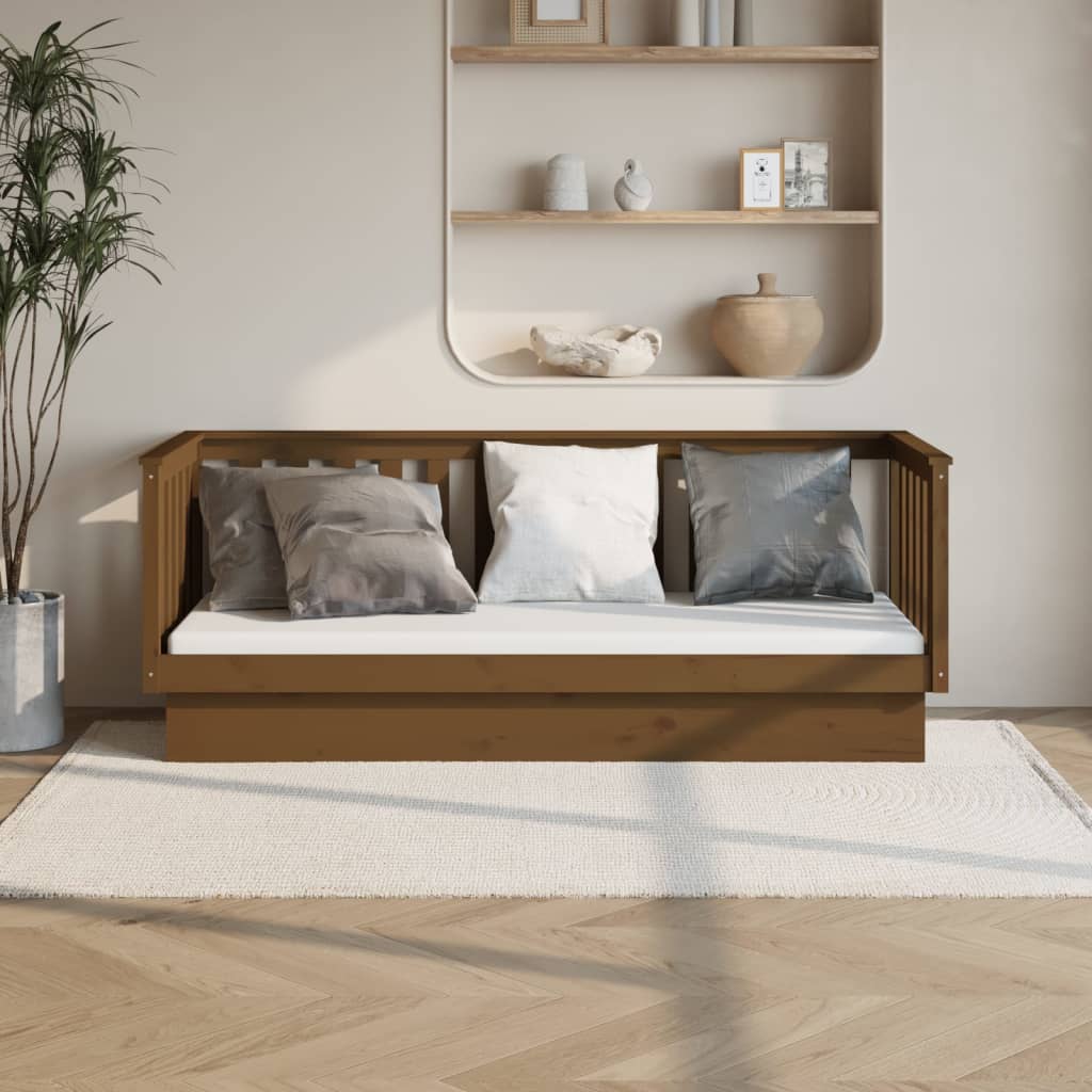 daybed 75x190 cm massivt fyrretræ gyldenbrun