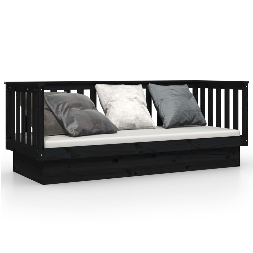 daybed 75x190 cm massivt fyrretræ sort