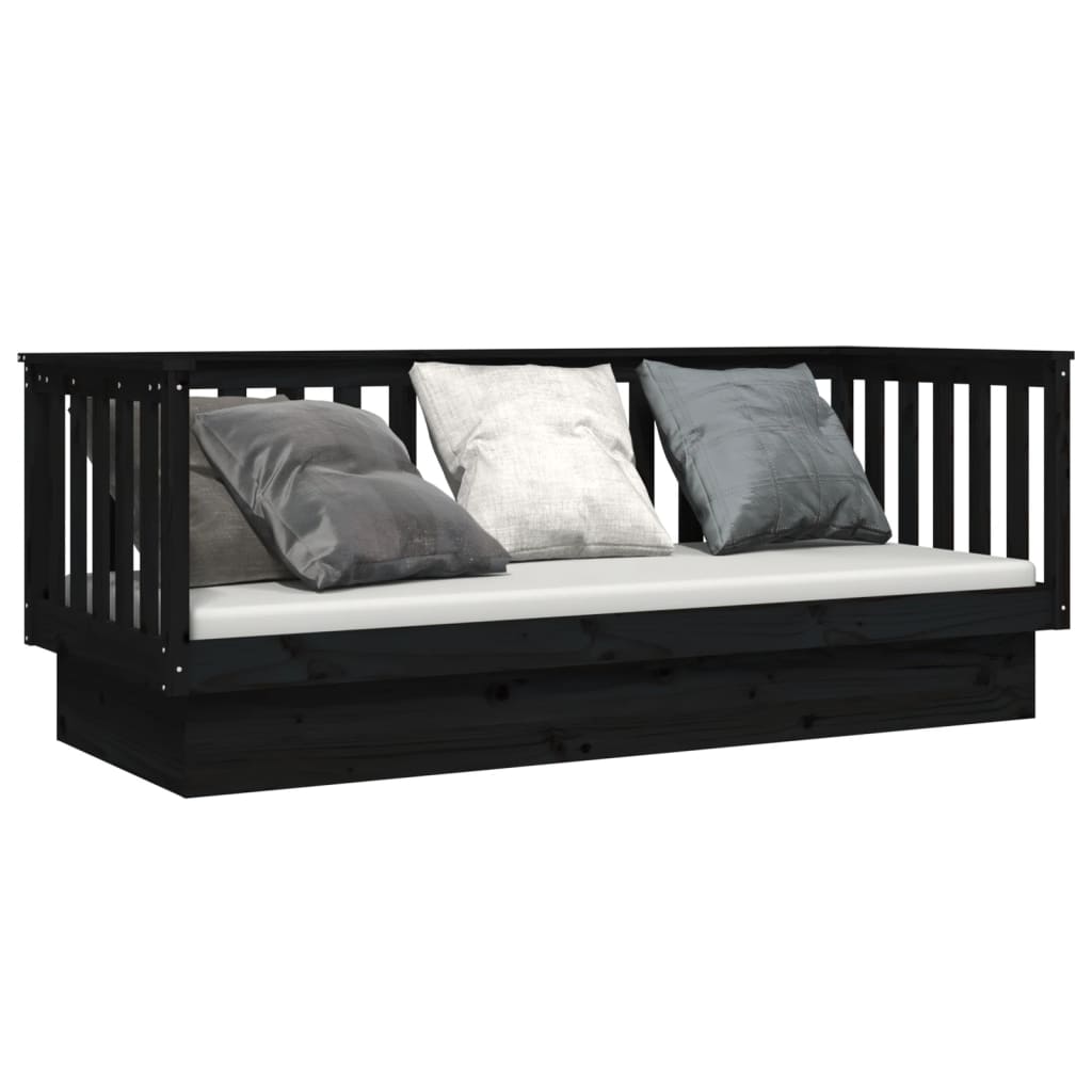 daybed 75x190 cm massivt fyrretræ sort