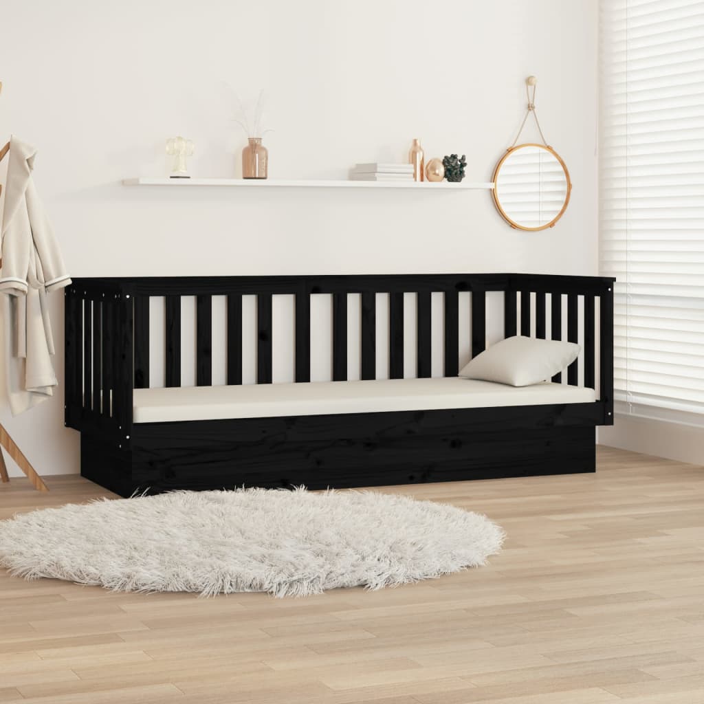 daybed 75x190 cm massivt fyrretræ sort