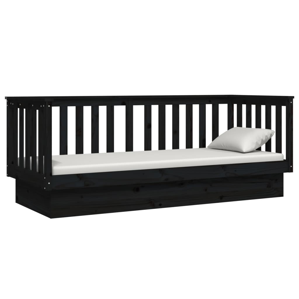 daybed 75x190 cm massivt fyrretræ sort