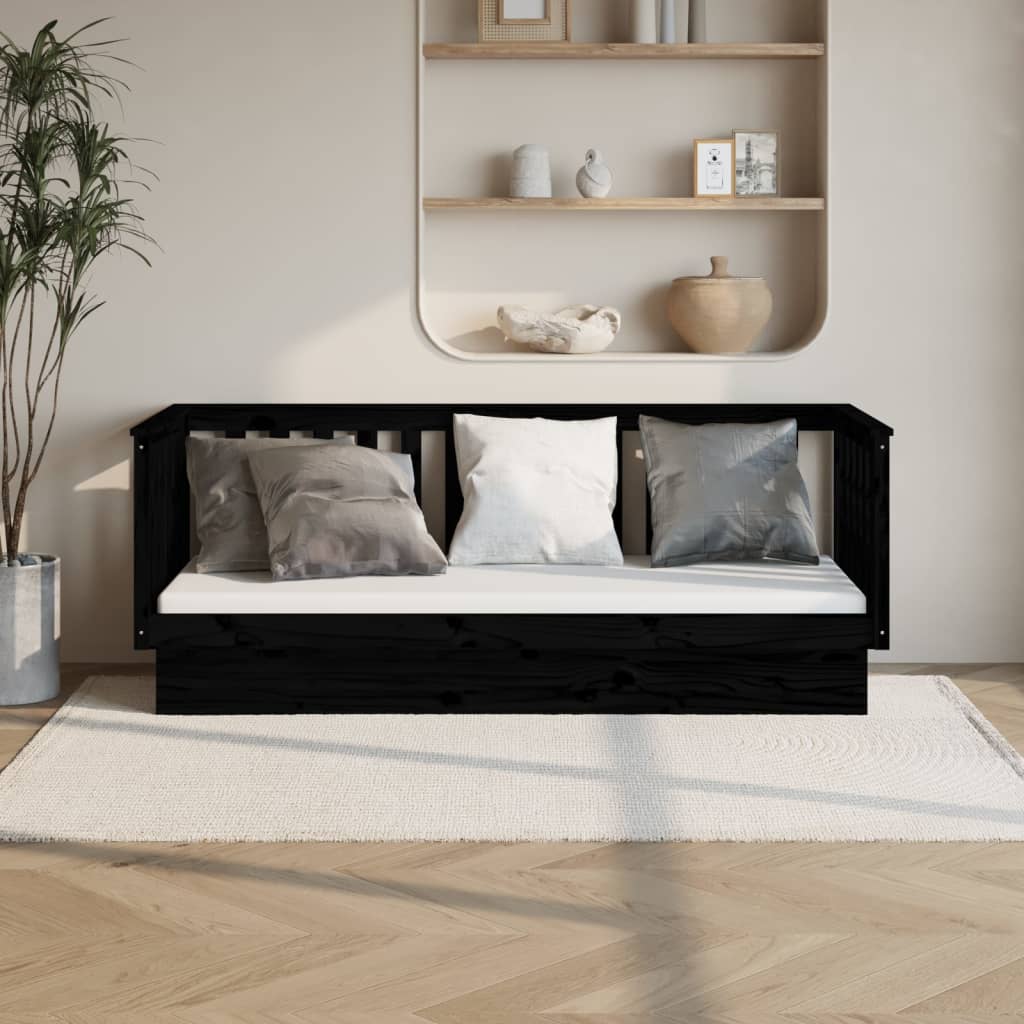 daybed 75x190 cm massivt fyrretræ sort