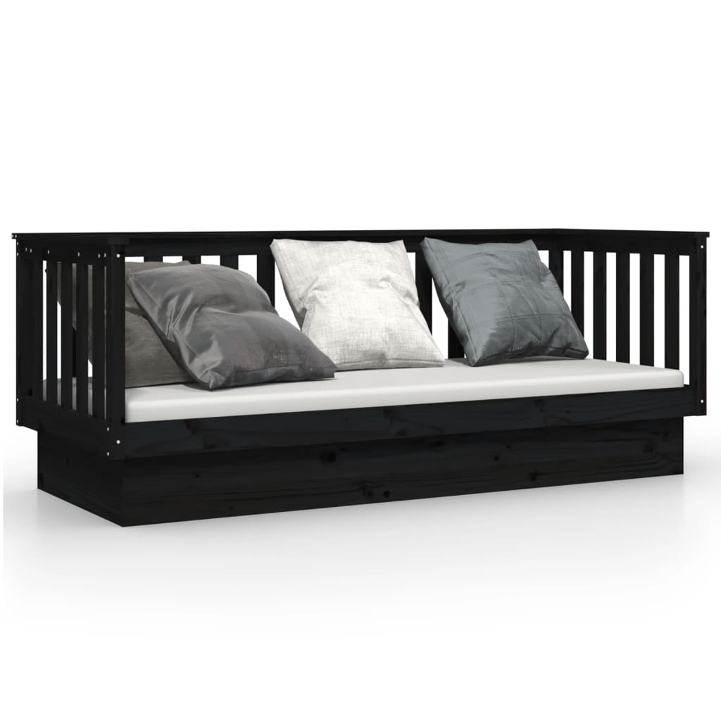 daybed 90x190 cm massivt fyrretræ sort
