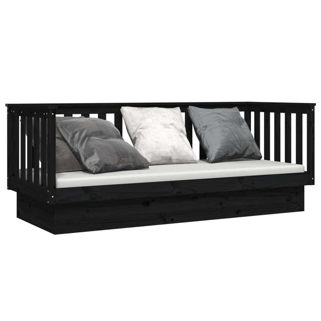 daybed 90x190 cm massivt fyrretræ sort