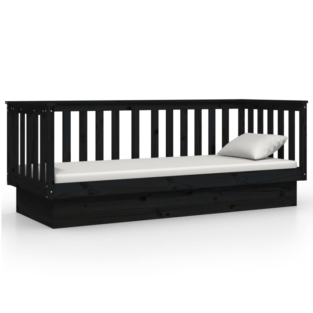 daybed 90x190 cm massivt fyrretræ sort