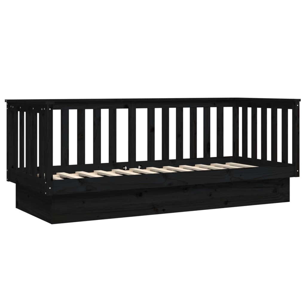 daybed 90x190 cm massivt fyrretræ sort