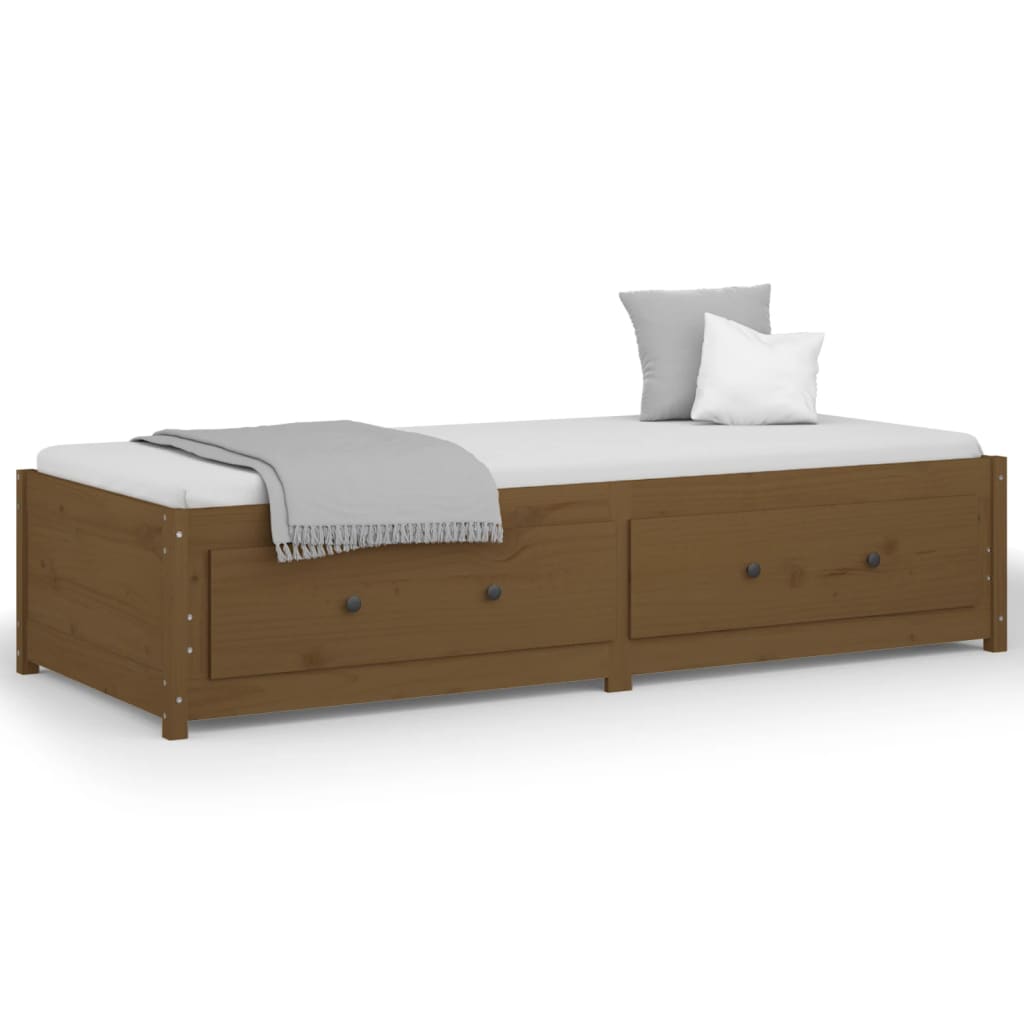 daybed 80x200 cm massivt fyrretræ gyldenbrun