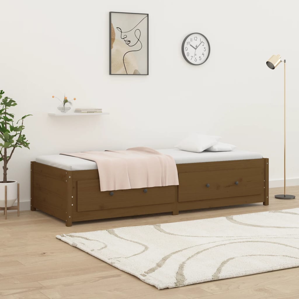 daybed 80x200 cm massivt fyrretræ gyldenbrun