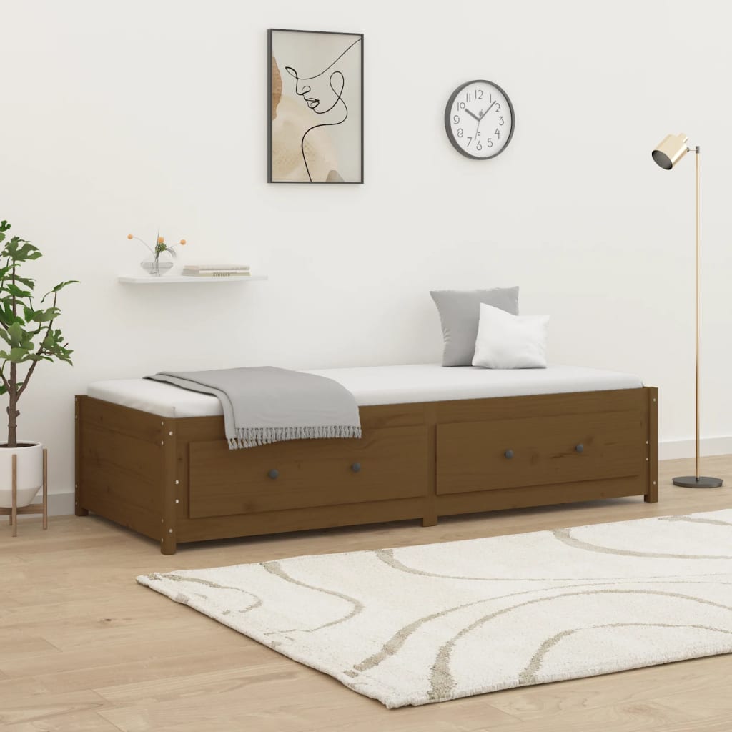 daybed 80x200 cm massivt fyrretræ gyldenbrun