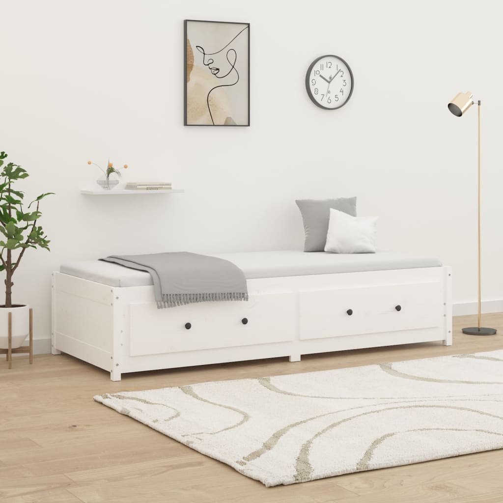 daybed uden madras 90x200 cm massivt fyrretræ hvid