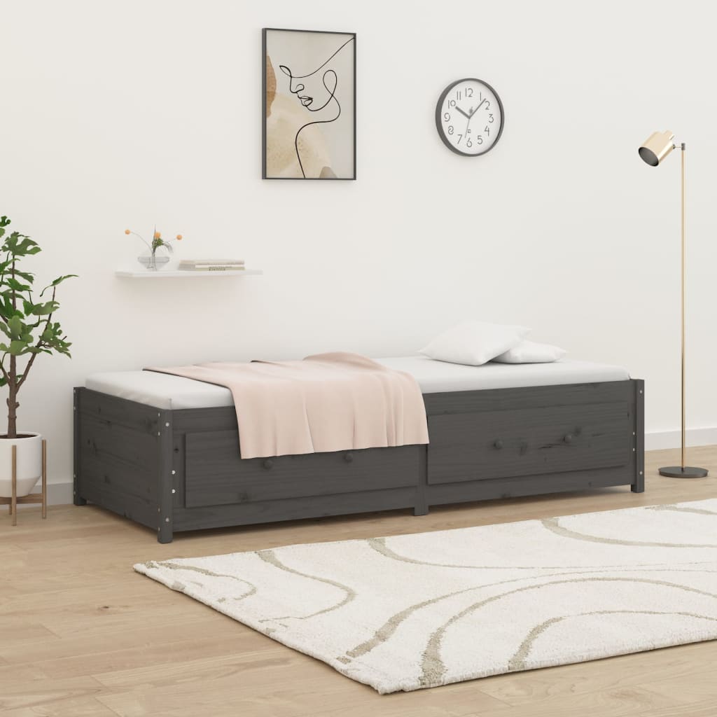 daybed 90x200 cm massivt fyrretræ grå