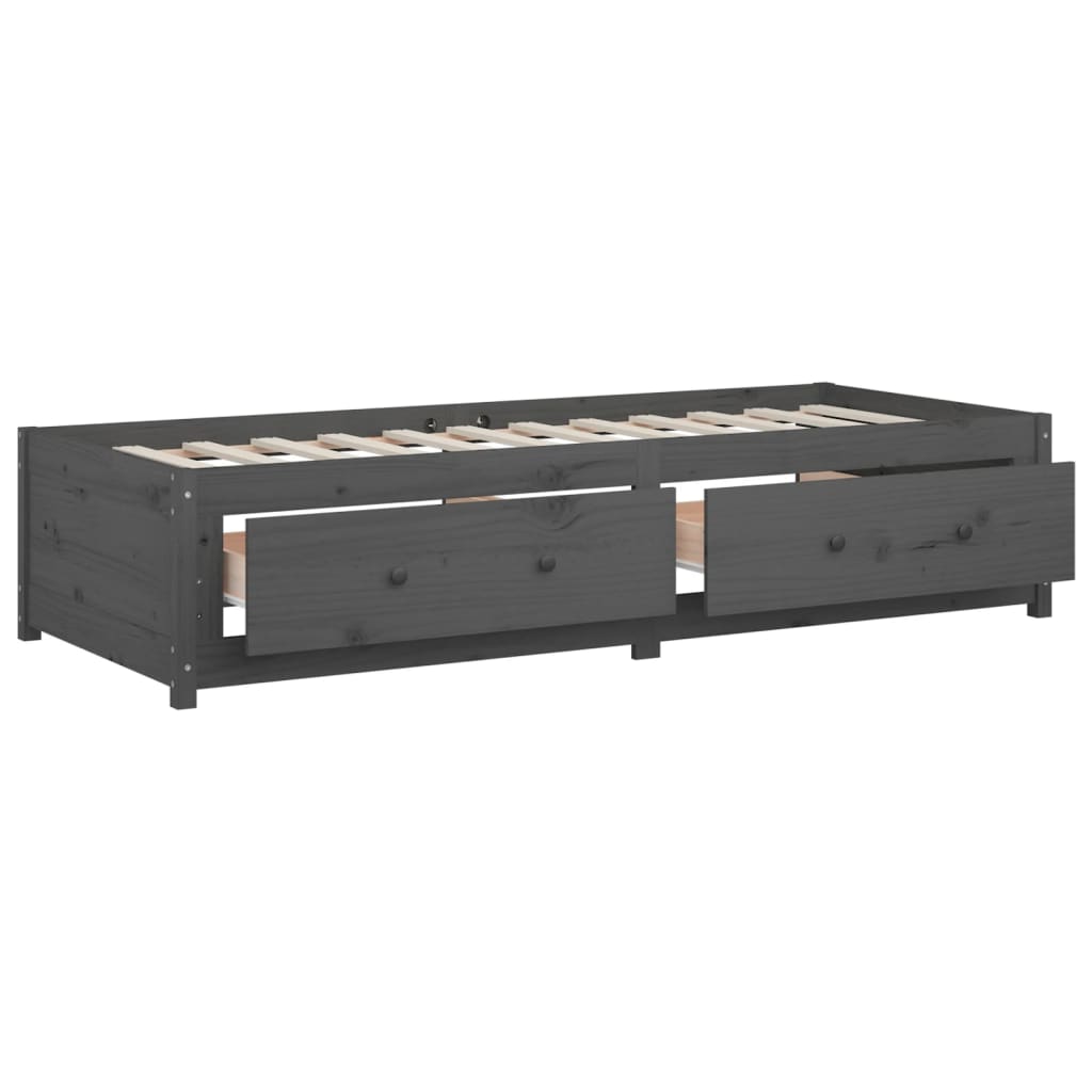daybed 90x200 cm massivt fyrretræ grå