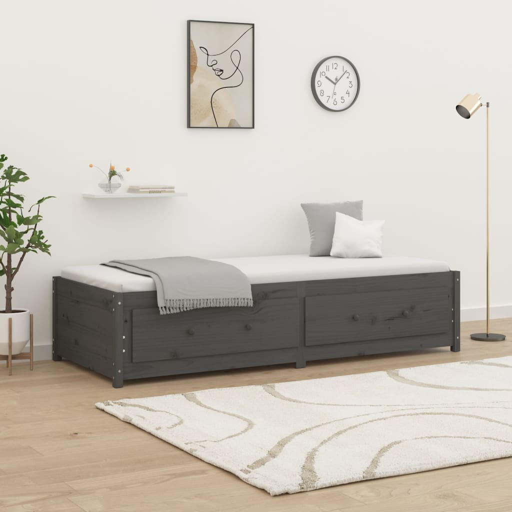 daybed 90x200 cm massivt fyrretræ grå