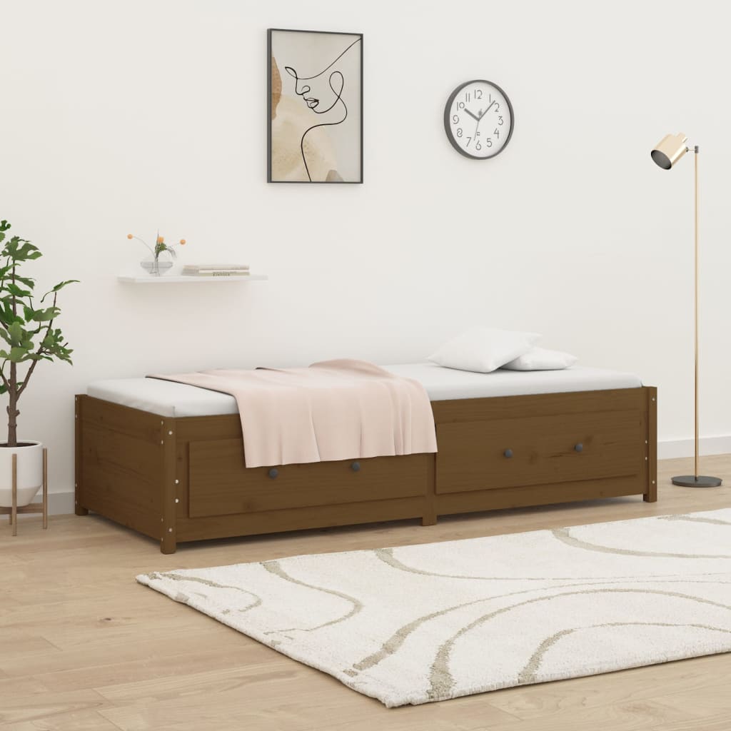 daybed 90x200 cm massivt fyrretræ gyldenbrun