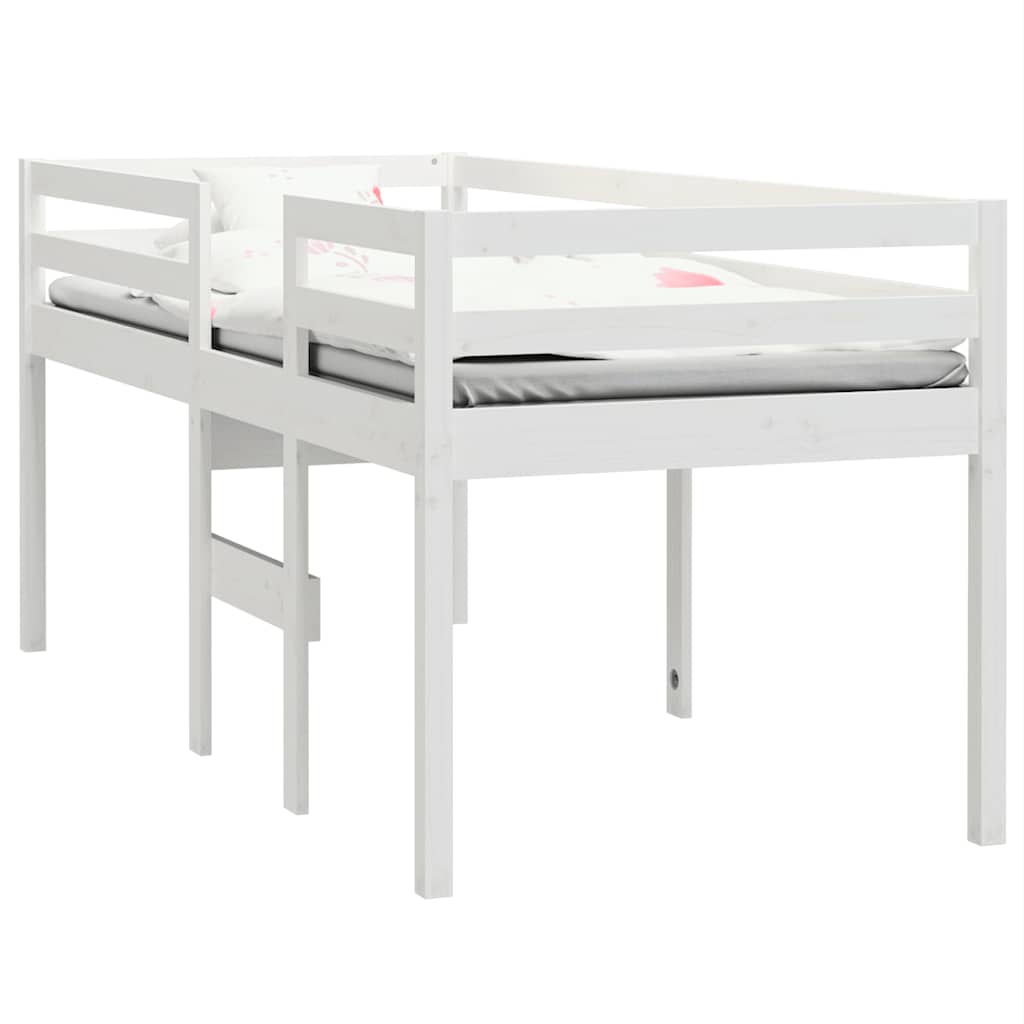 højseng 90x200 cm massivt fyrretræ hvid