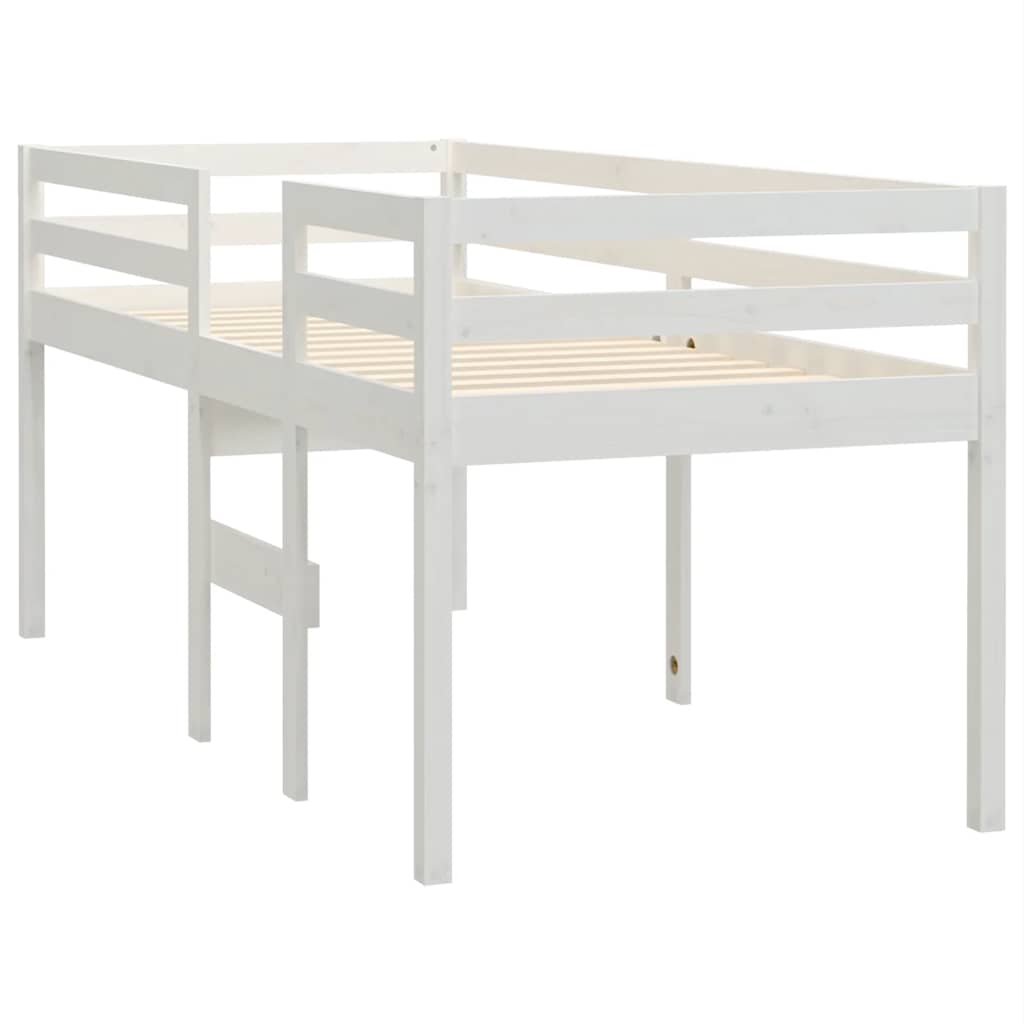 højseng 90x200 cm massivt fyrretræ hvid