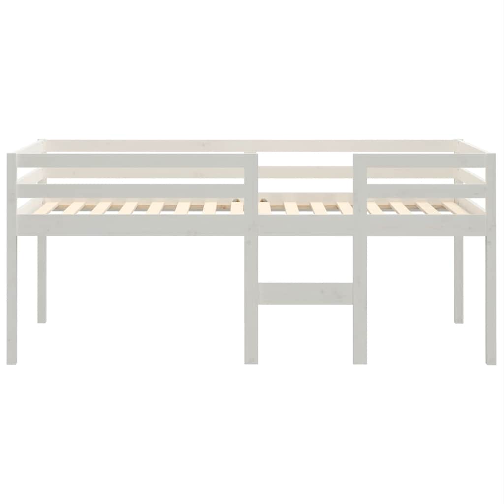 højseng 90x200 cm massivt fyrretræ hvid