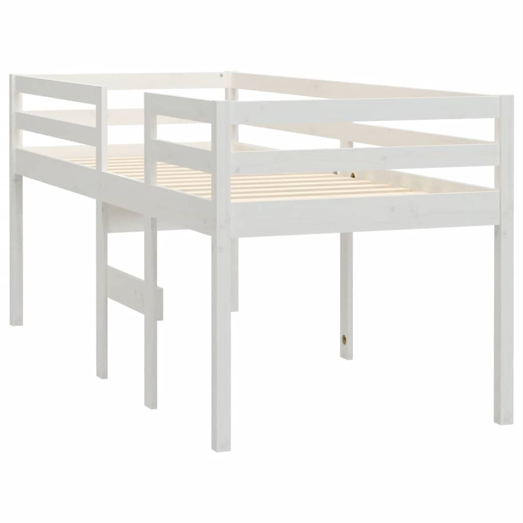 højseng 80x200 cm massivt fyrretræ hvid