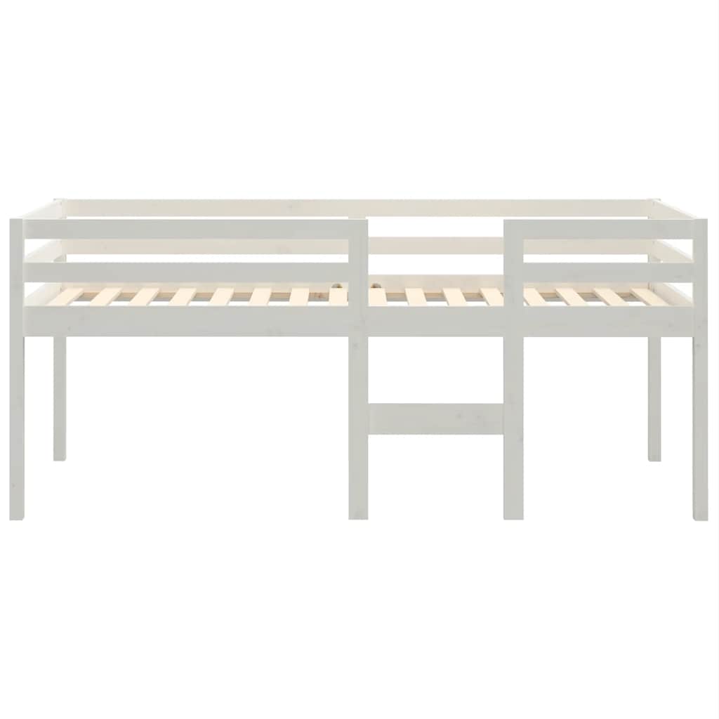 højseng 80x200 cm massivt fyrretræ hvid