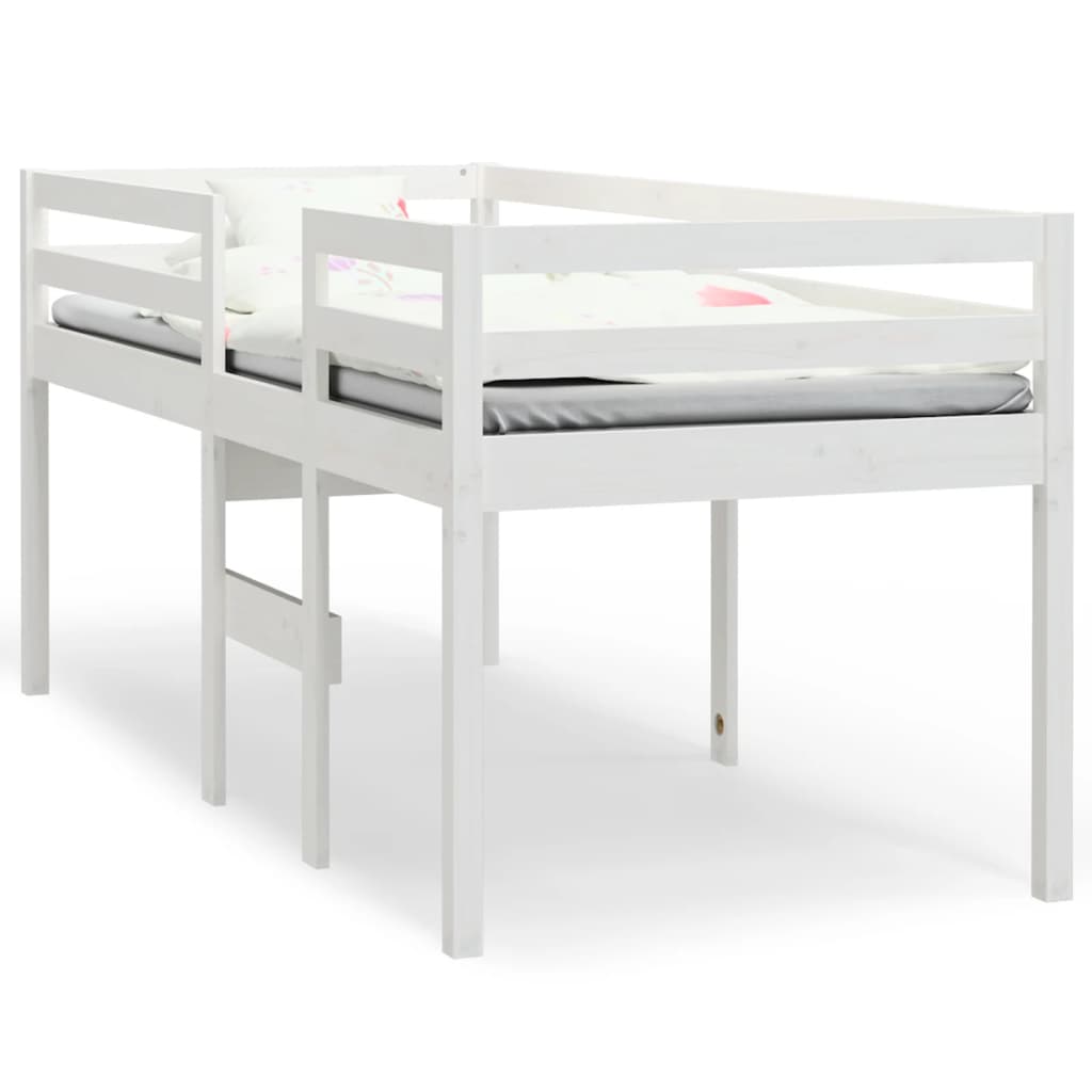 højseng 90x190 cm massivt fyrretræ hvid