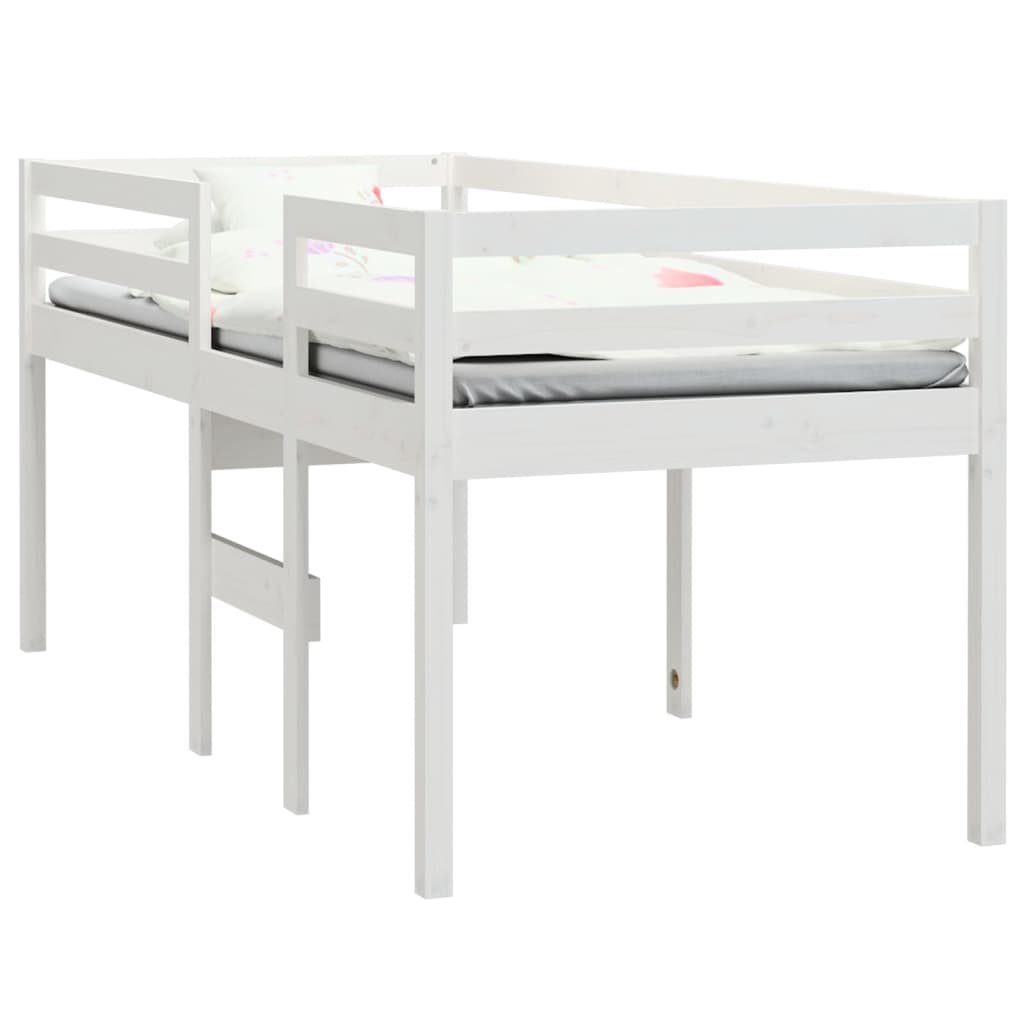 højseng 90x190 cm massivt fyrretræ hvid