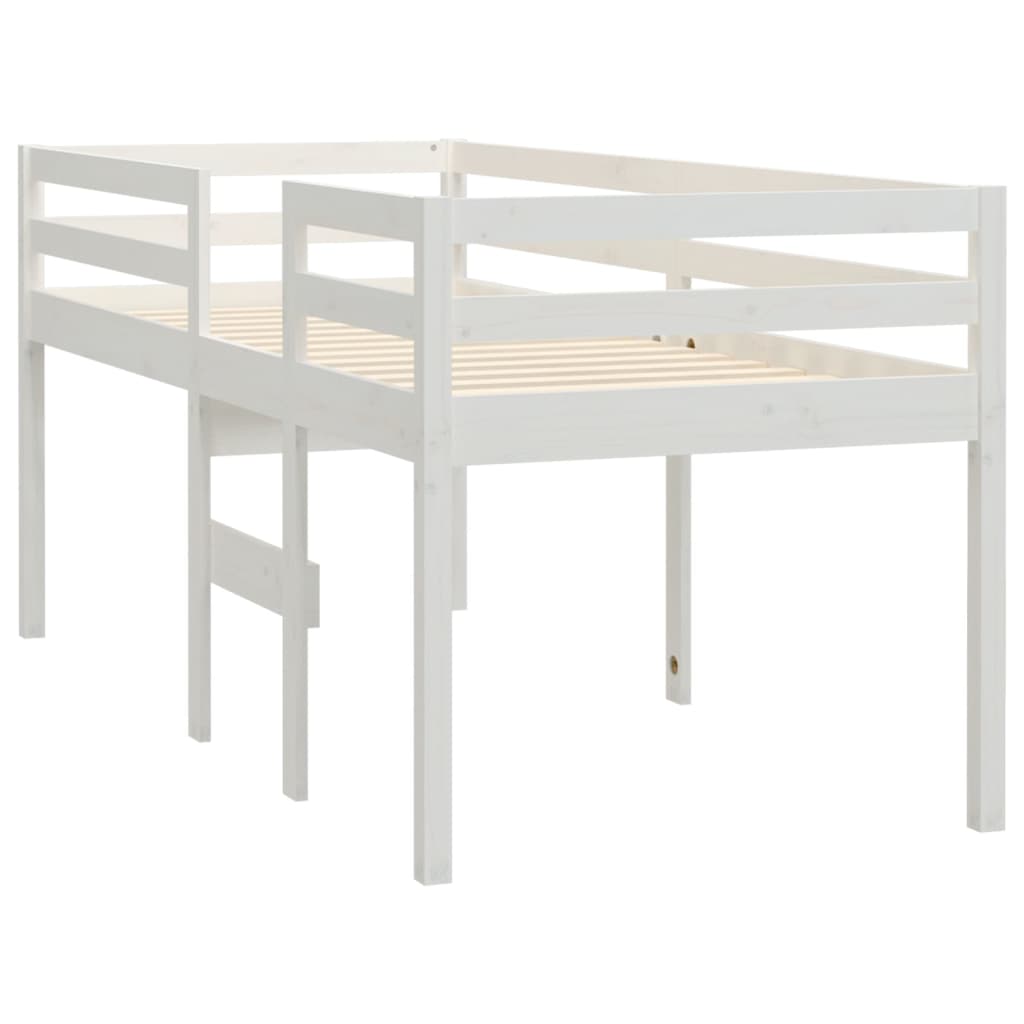 højseng 90x190 cm massivt fyrretræ hvid