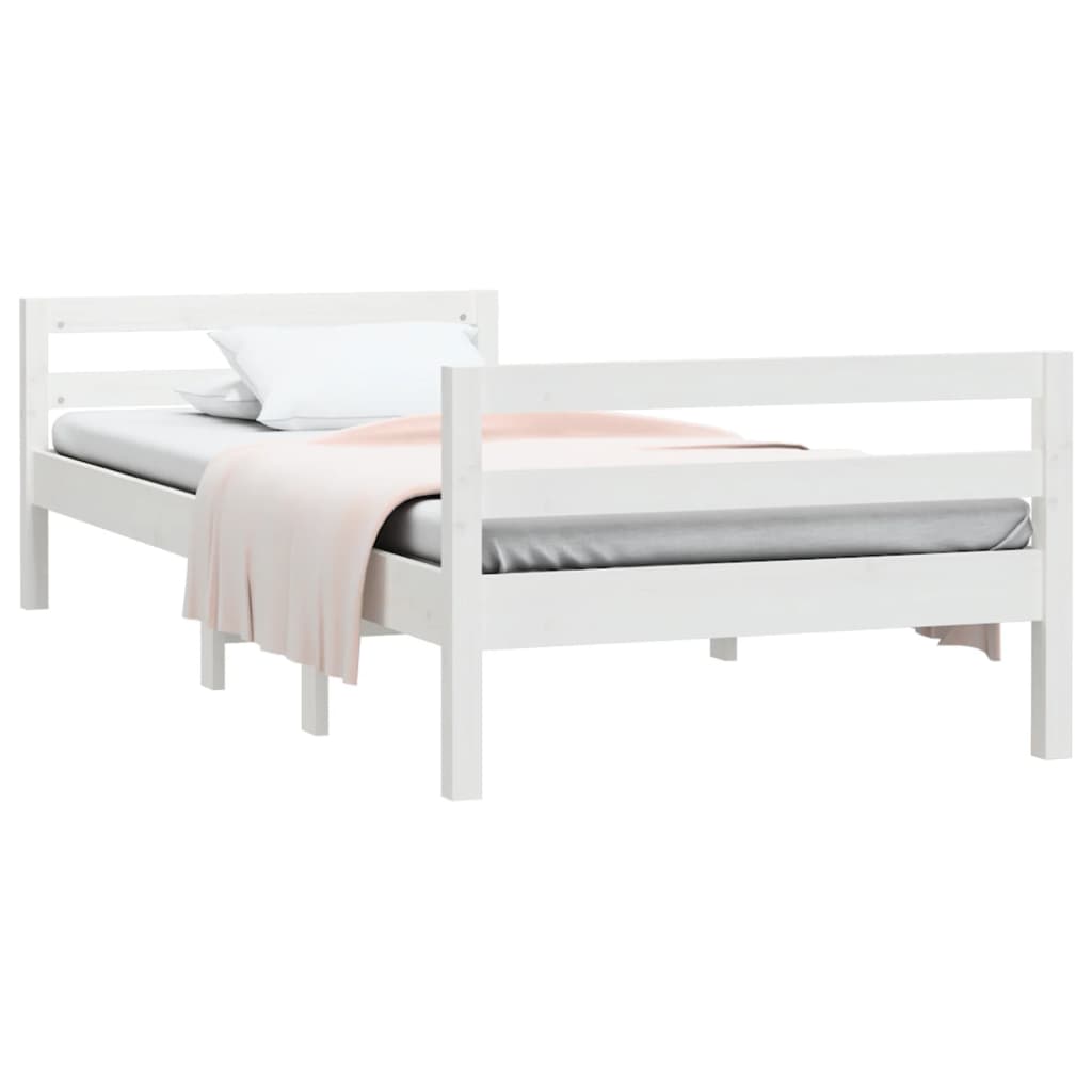 sengeramme uden madras 90x200 cm massivt fyrretræ hvid