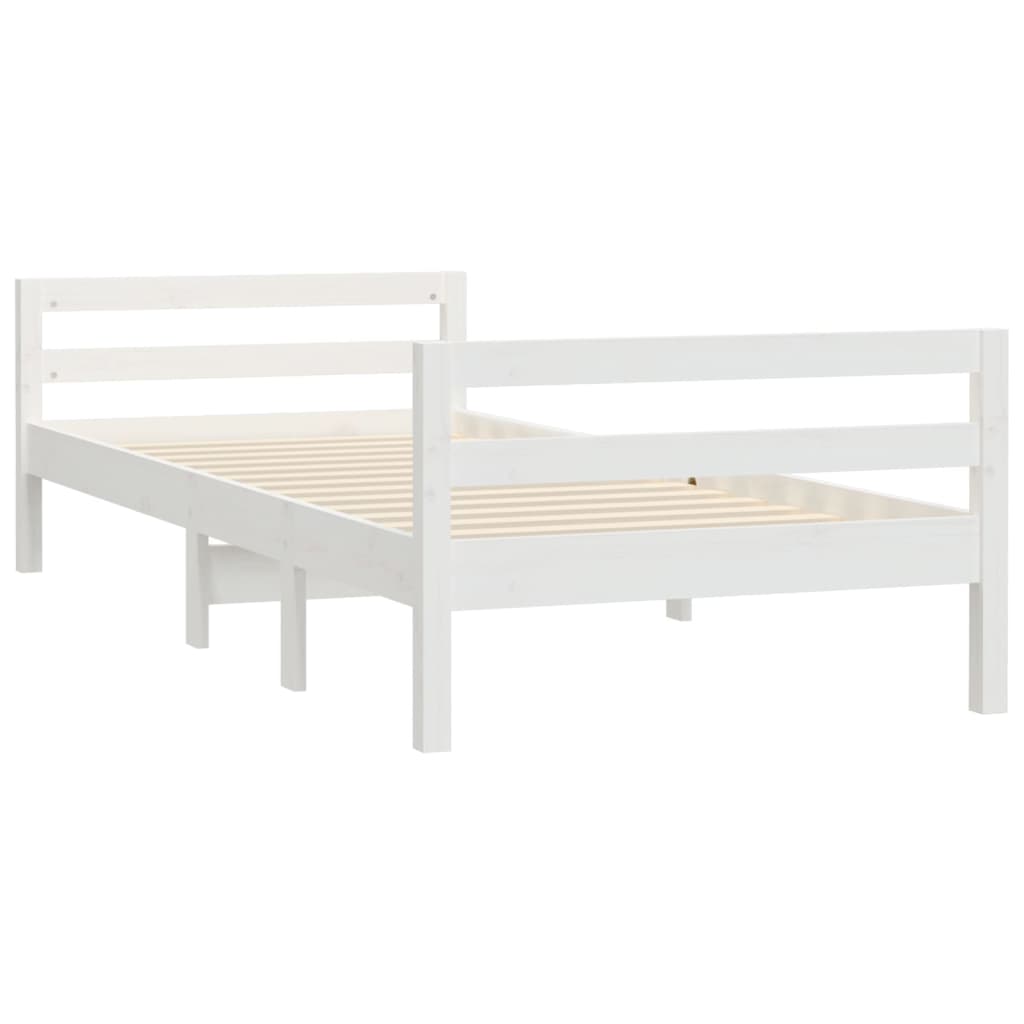 sengeramme uden madras 90x200 cm massivt fyrretræ hvid