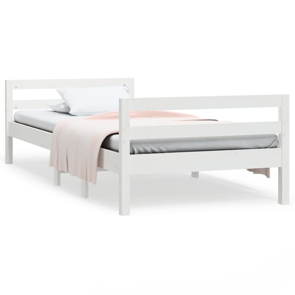 sengeramme uden madras 80x200 cm massivt fyrretræ hvid