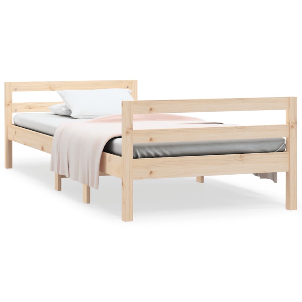 sengeramme uden madras 90x190 cm massivt fyrretræ
