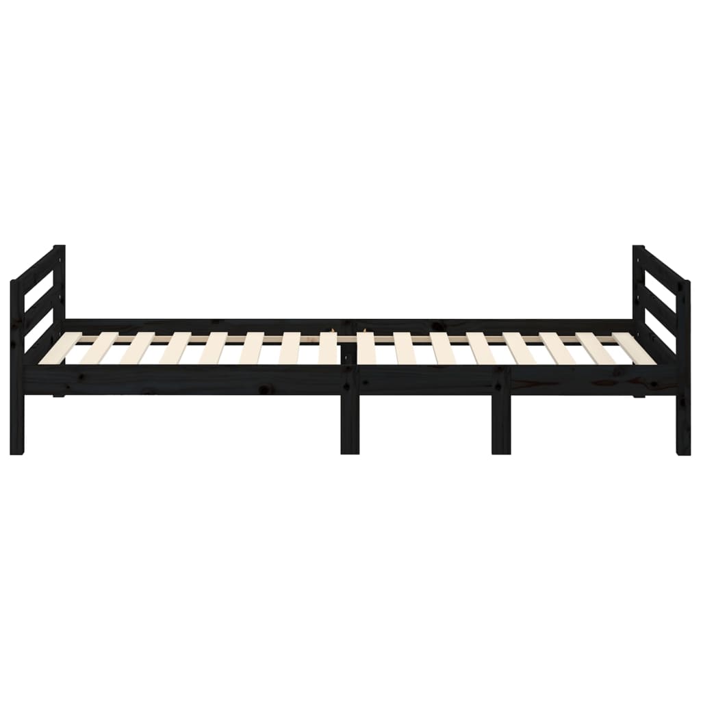 sengestel 75x190 cm massivt fyrretræ sort