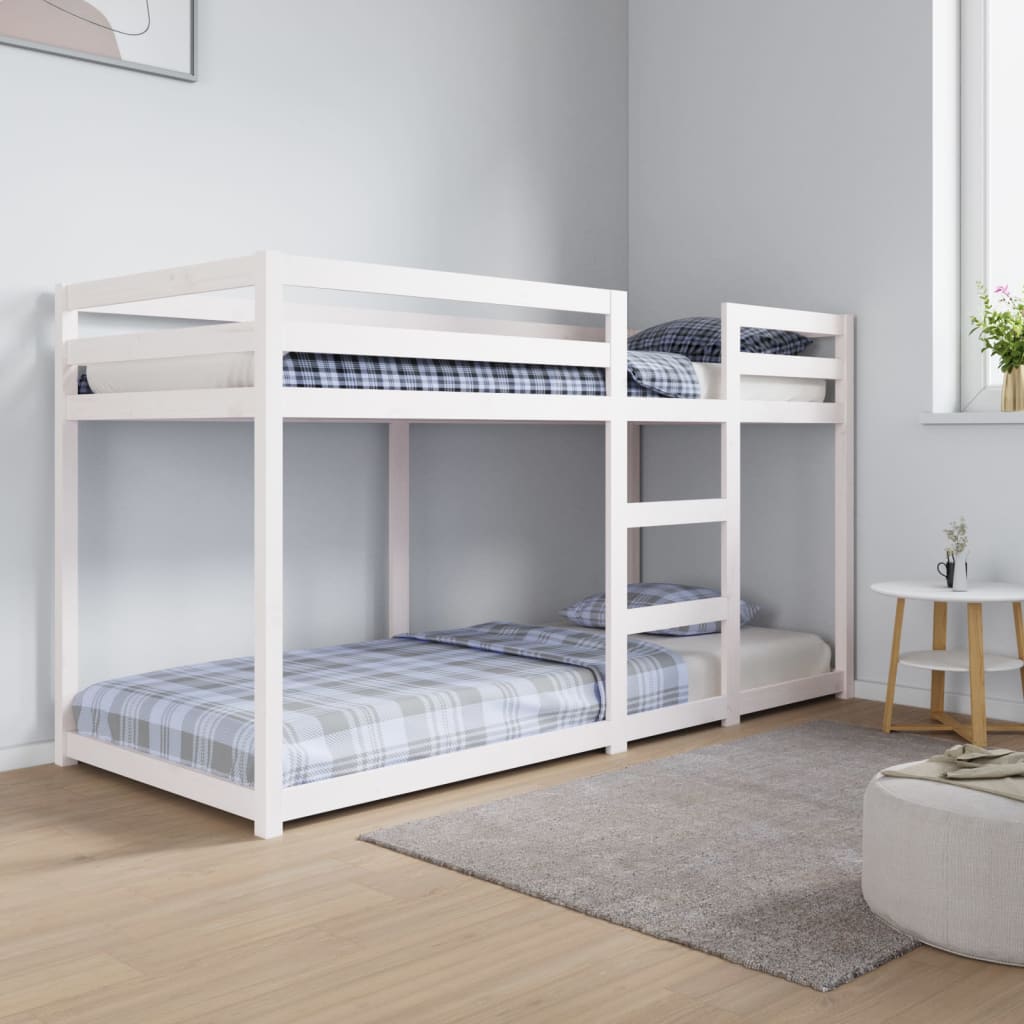 køjeseng 80x200 cm massivt fyrretræ hvid