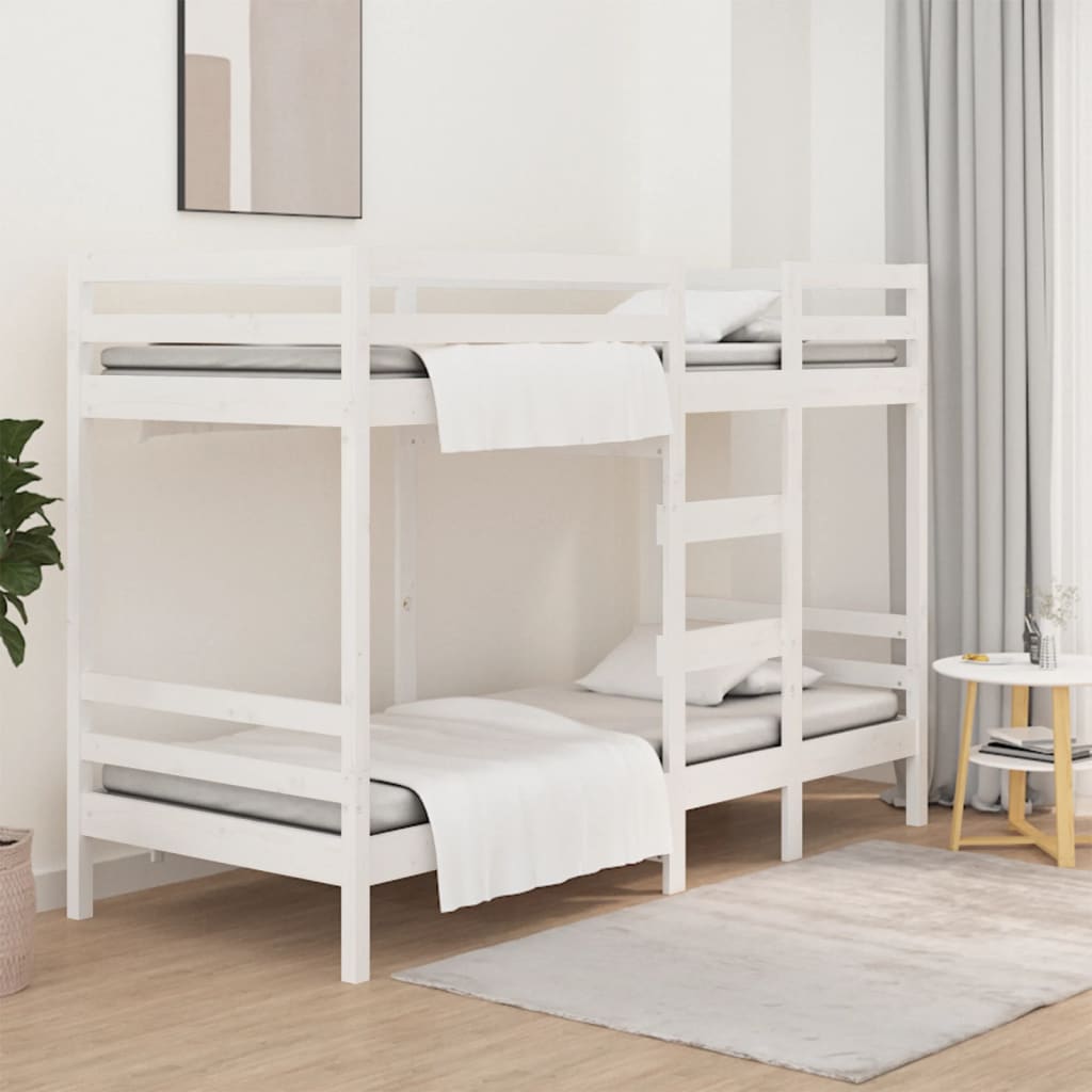 køjeseng 90x200 cm massivt fyrretræ hvid