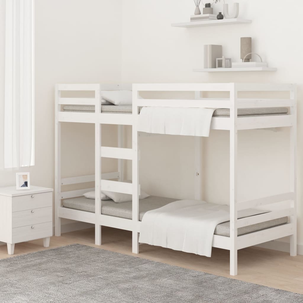 køjeseng 90x190 cm massivt fyrretræ hvid