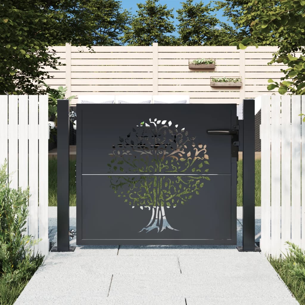 havelåge antracitgrå 100x75 cm ståltrædesign