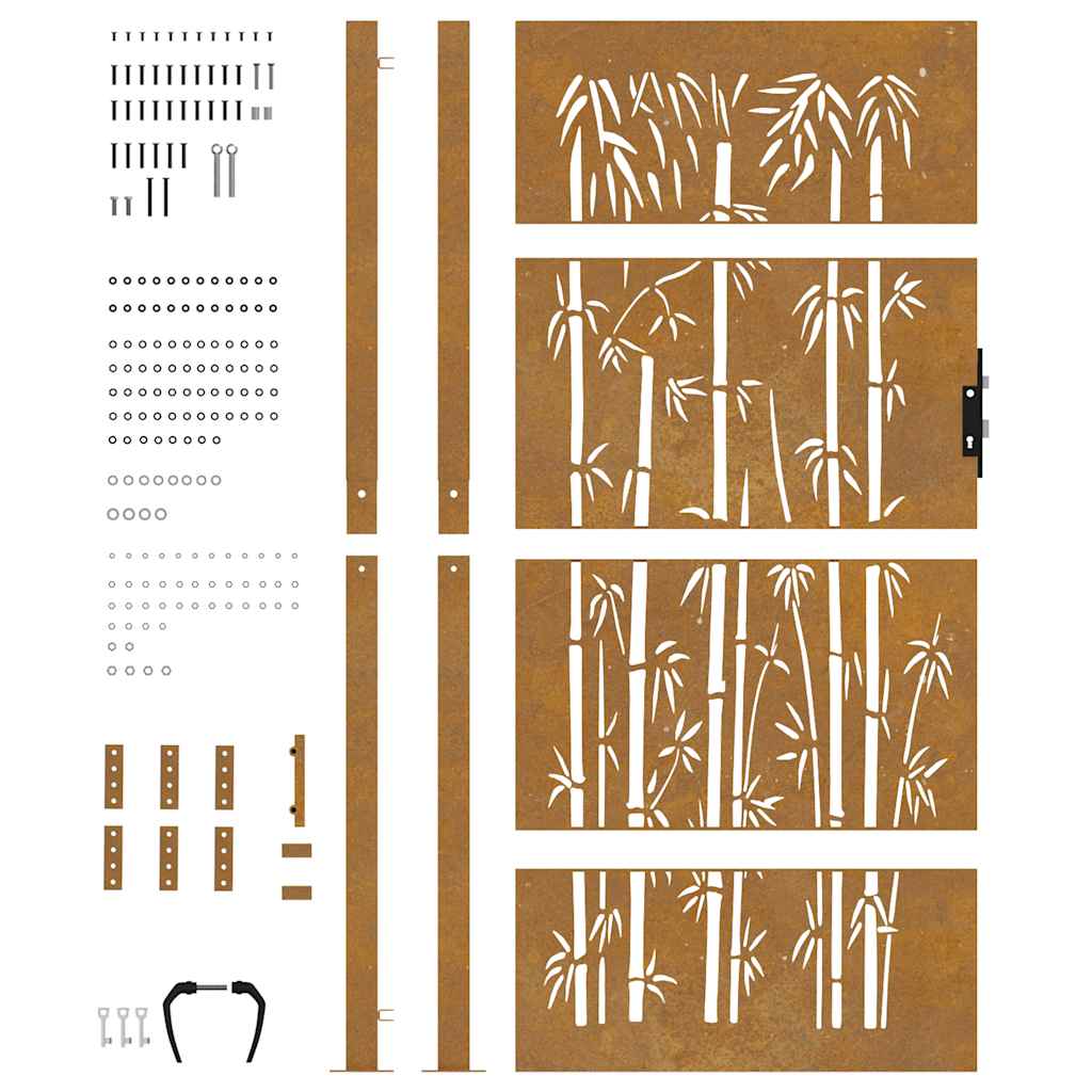 havelåge 100x200 cm cortenstål bambusdesign