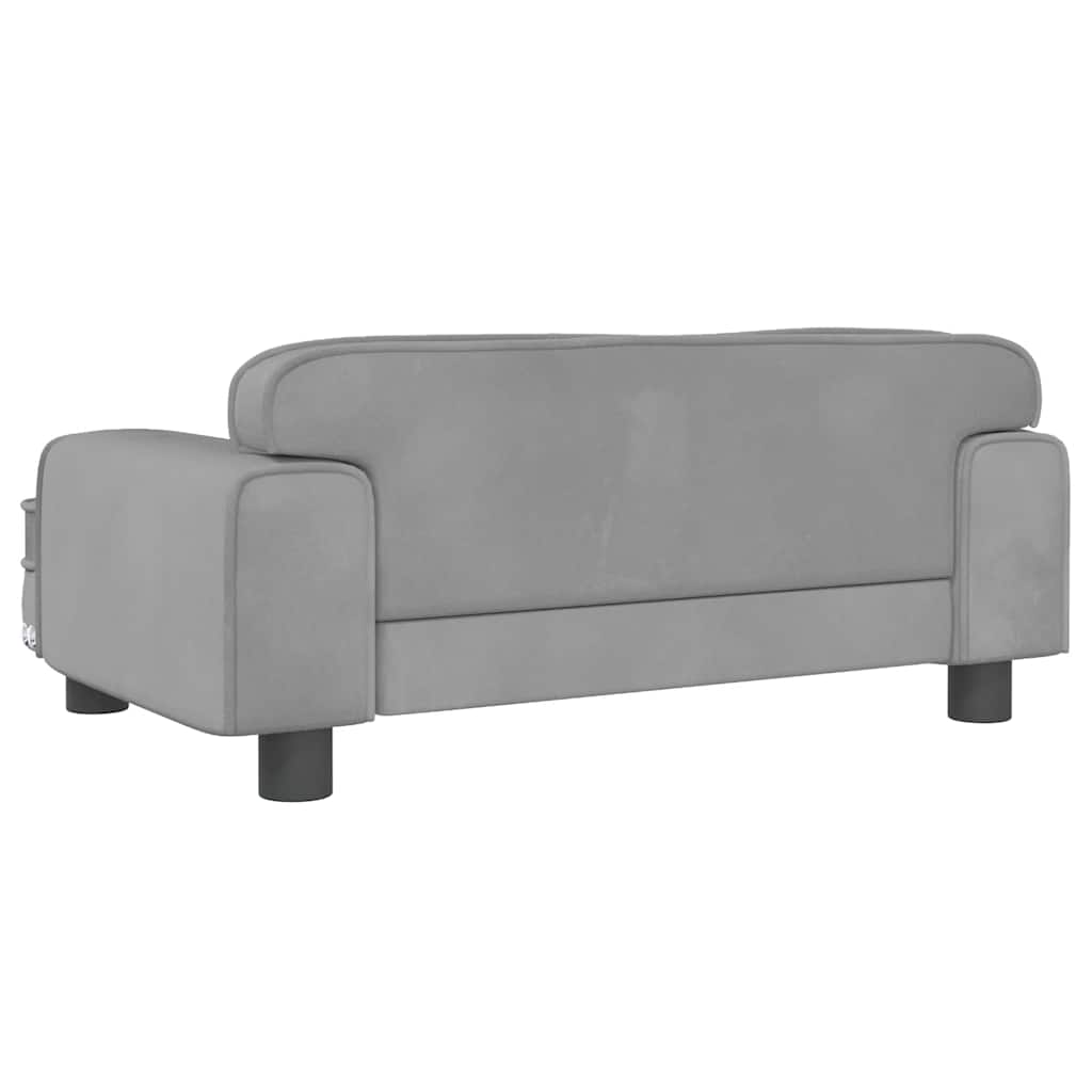 hundeseng 70x45x30 cm velour lysegrå