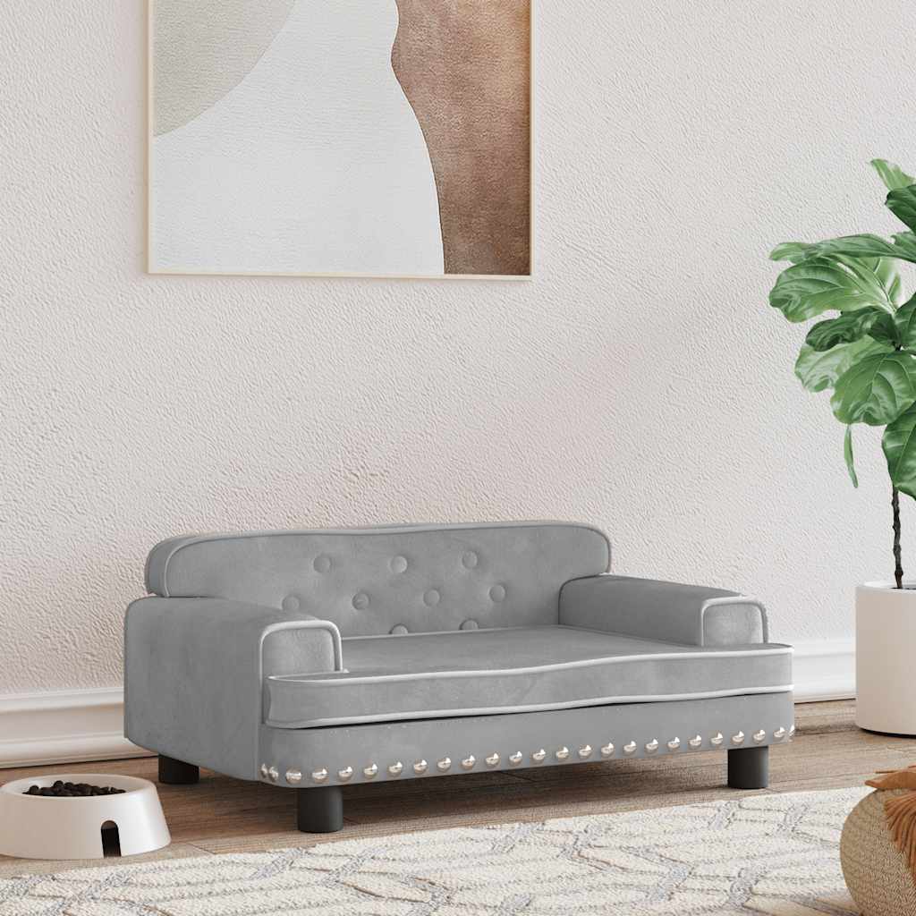 hundeseng 70x45x30 cm velour lysegrå