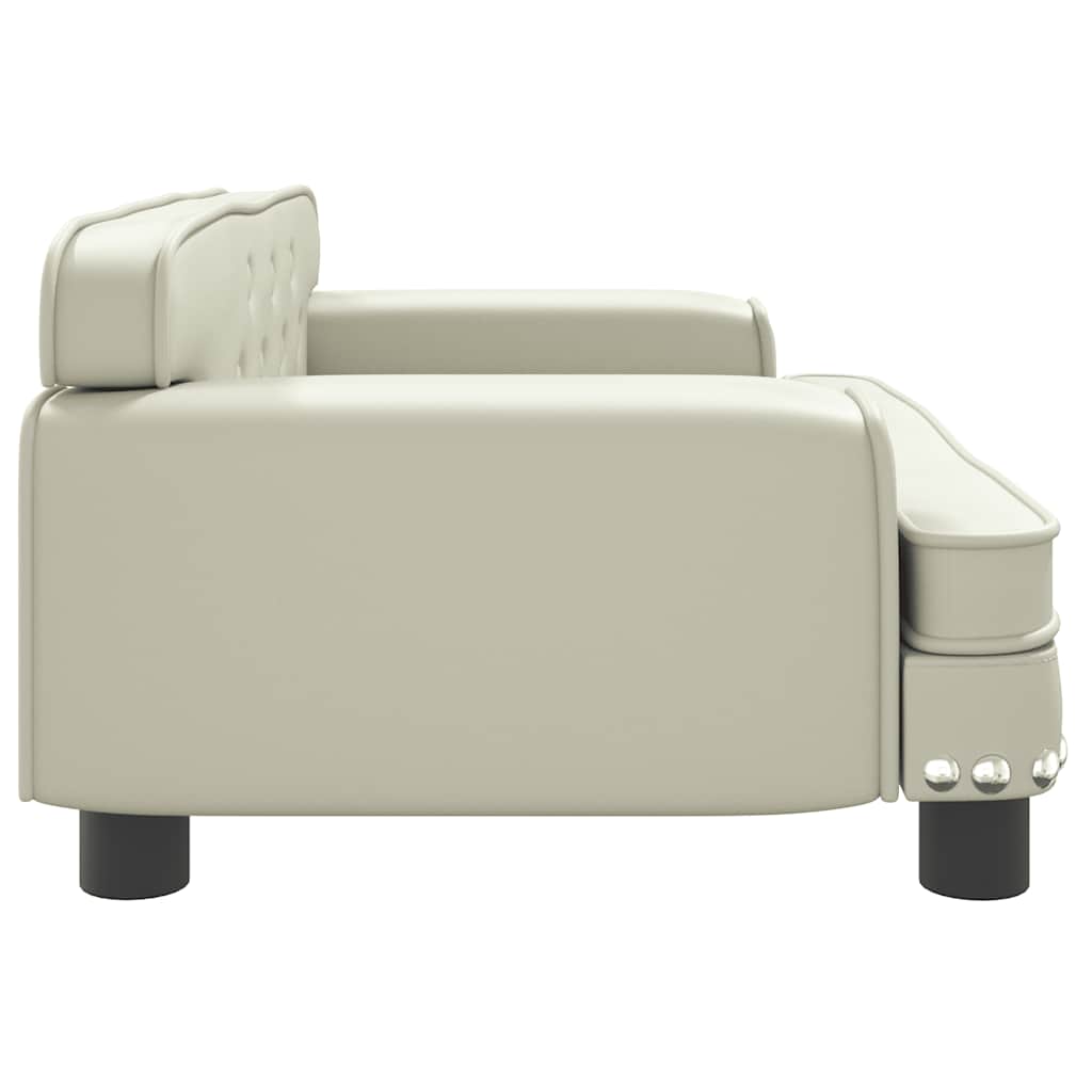 hundeseng 70x45x30 cm kunstlæder cremefarvet