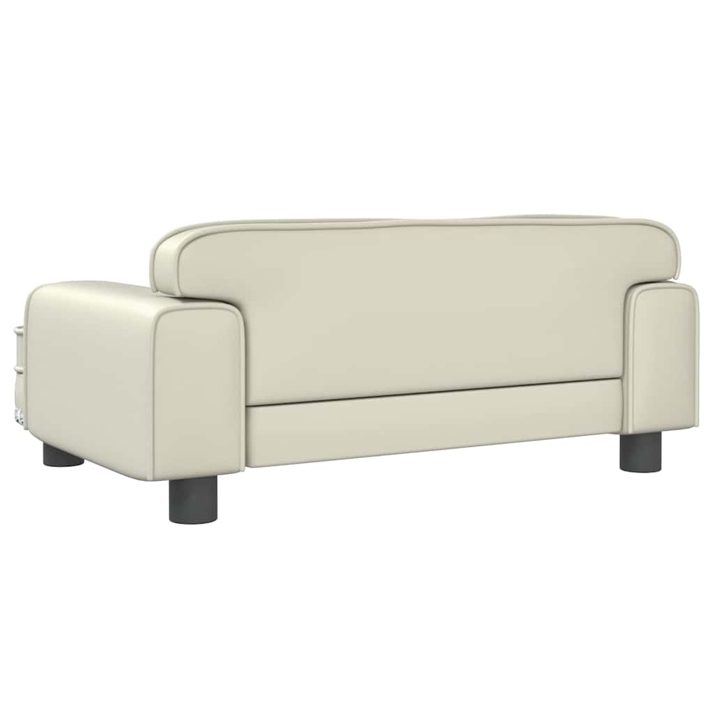 hundeseng 70x45x30 cm kunstlæder cremefarvet