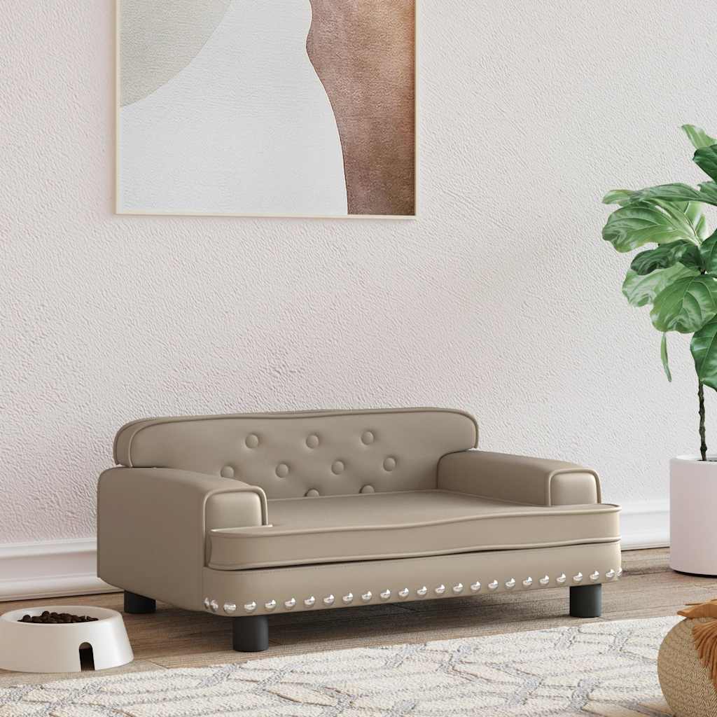 hundeseng 70x45x30 cm kunstlæder cappuccinofarvet