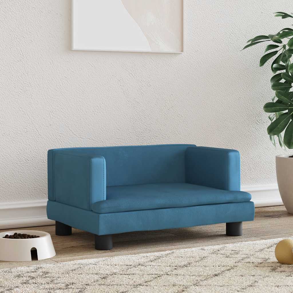 hundeseng 60x40x30 cm velour blå
