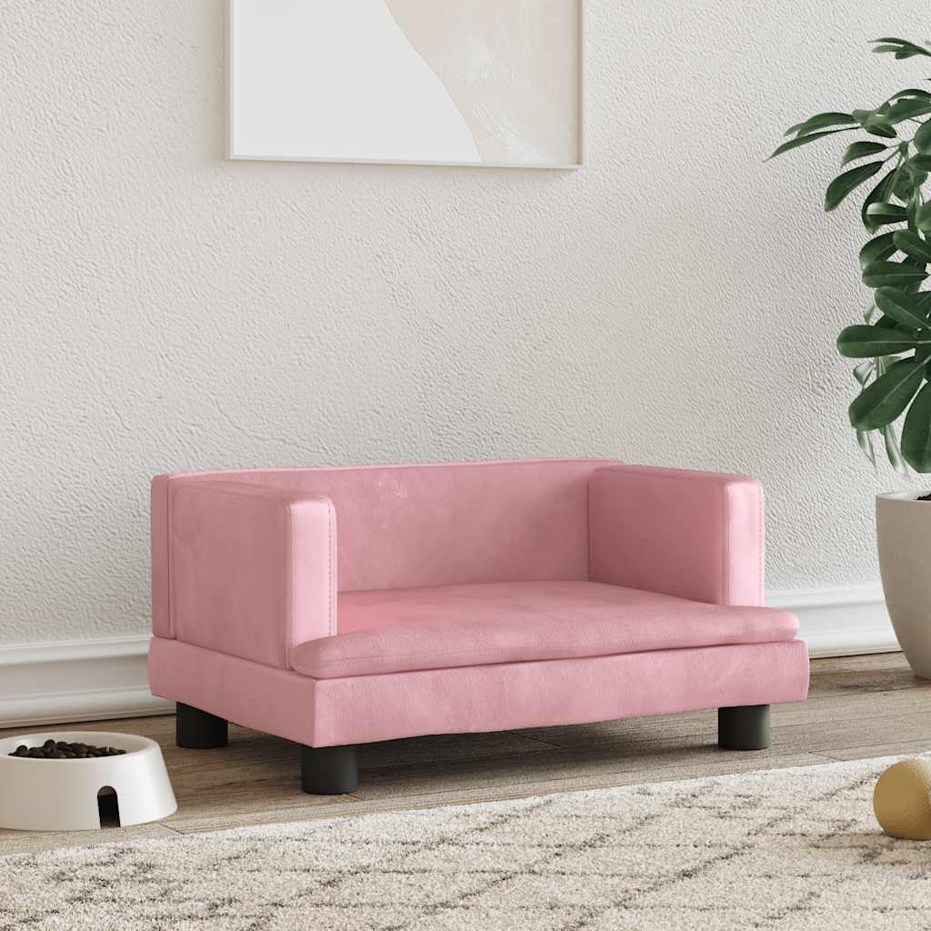 hundeseng 60x40x30 cm velour lyserød