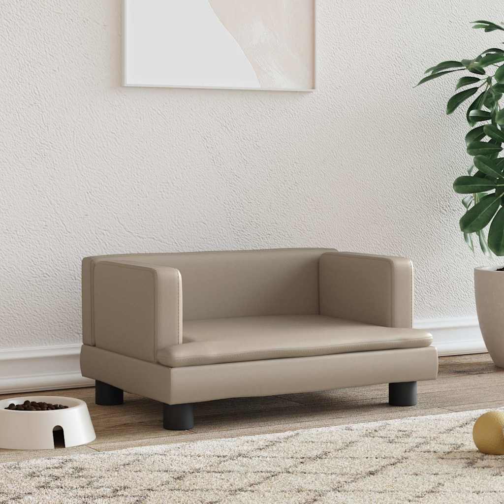 hundeseng 60x40x30 cm kunstlæder cappuccinofarvet