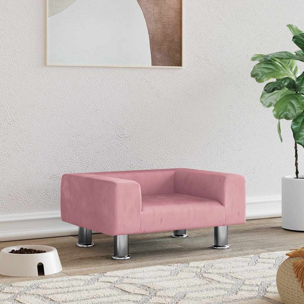 hundeseng 50x40x26,5 cm velour lyserød