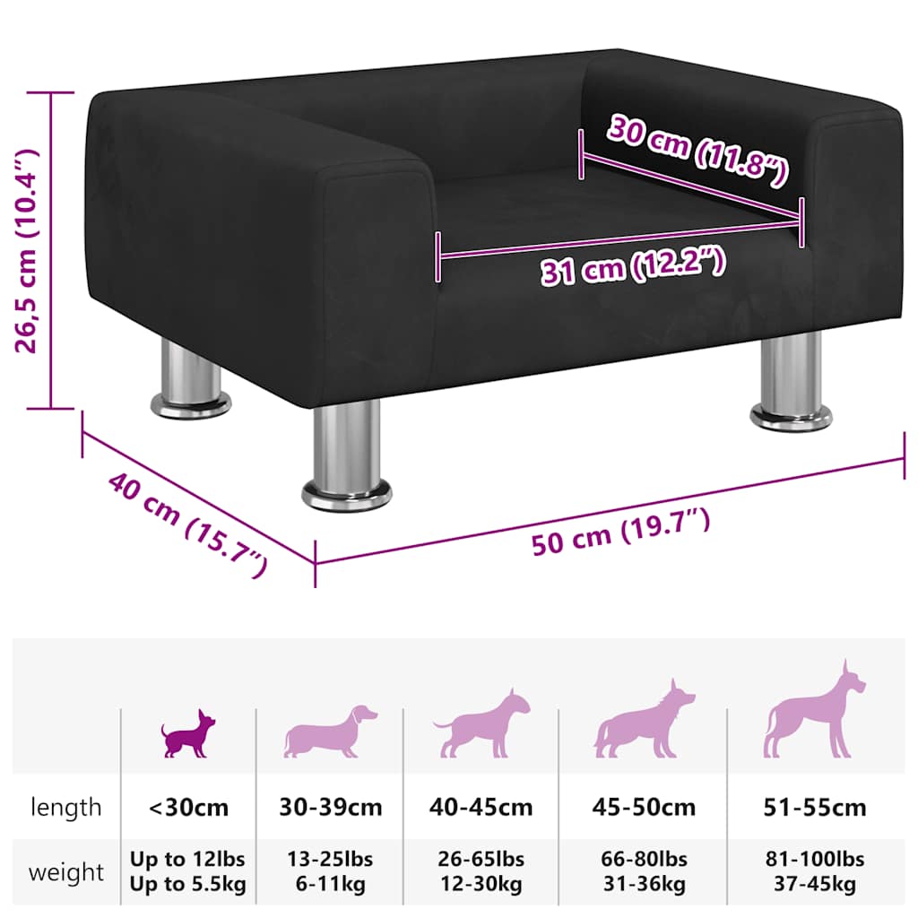 hundeseng 50x40x26,5 cm velour sort