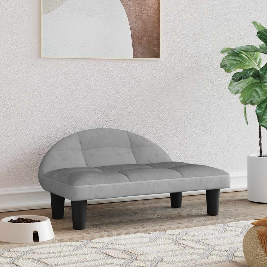hundeseng 70x52x30 cm velour lysegrå