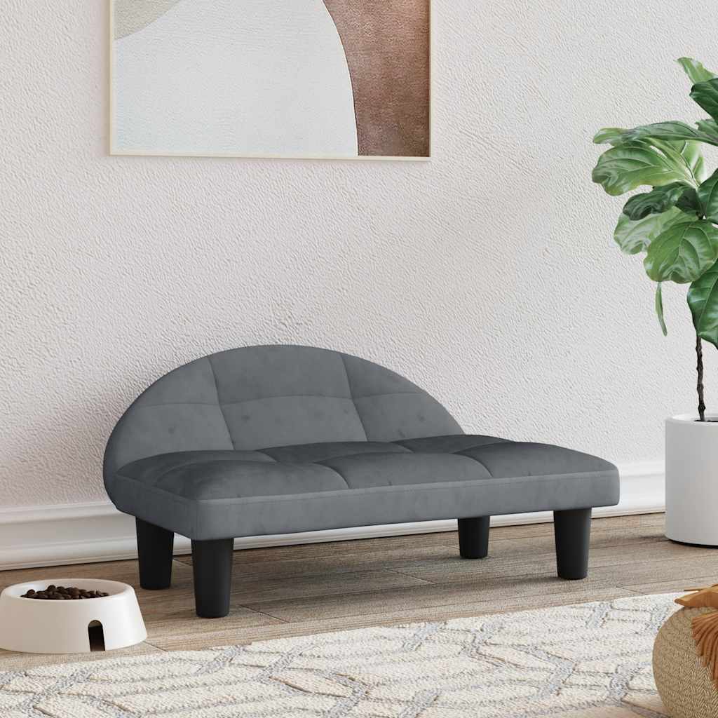 hundeseng 70x52x33 cm velour mørkegrå